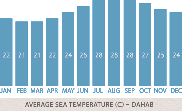 Water chart - average sea temperature in Dahab